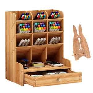 Wooden Desk Organizer with Multiple Compartments